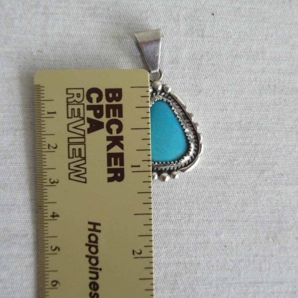 VTG State Sterling Silver Sleeping B Turquoise Navajo Pendant Signed WP 1.75" H - Picture 9 of 11